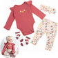 Reborn Baby Dolls Clothes 24inch Red Floral Outfits Accessories 4pcs Set for 22- 24inch Reborn Baby Girl Dolls Newborn Doll